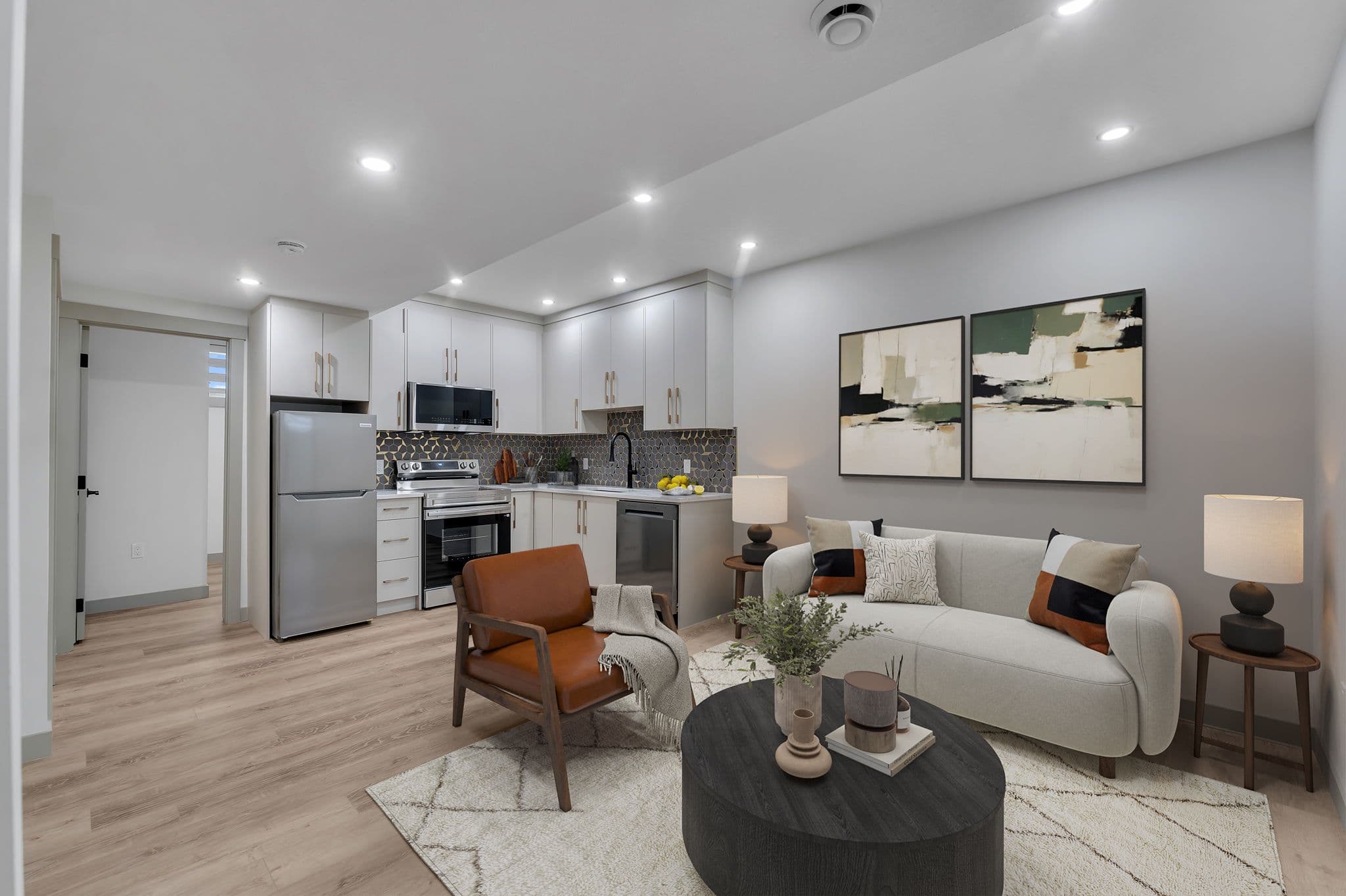 Modern Evanscrest basement development completed in Calgary